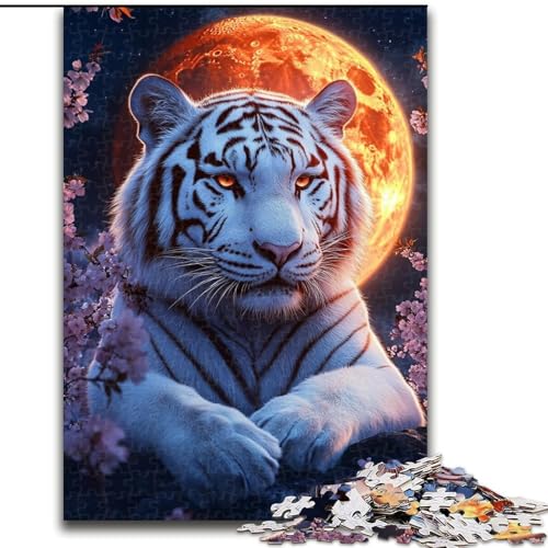 Puzzle 1000 Teile für Erwachsene, weißer Tiger, Puzzle für Erwachsene, 1000 Teile, Lernspiele, schöne Dekoration (Größe 26x38cm) von WGLINGX