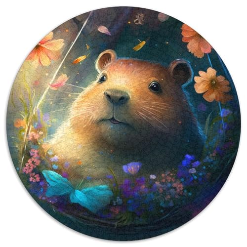 Puzzle 1000 Teile für Erwachsene, wunderschönes rundes Capybara-Puzzle, Denkspiel für Teenager, (67,5 x 67,5 cm) von WGLINGX
