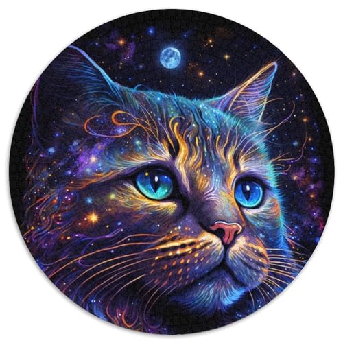 Puzzle 1000 Teile für Erwachsene,Geheimnisvolle orangefarbene Katze,runde Puzzles 1000 Teile für Erwachsene,anspruchsvolles Denkspiel – entspannendes Spielzeug für Teenager,1000 Teile (67,5x67,5cm) von WGLINGX