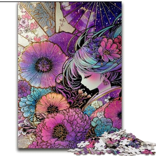 Puzzle 1000 Teile für Erwachsene,Japanisches Anime-Mädchen,Puzzle für Erwachsene,1000 Teile,Spielzeug,Geschenk,pädagogisches,intellektuelles,entspannendes,lustiges Familienspiel (Größe 50x75cm) von WGLINGX