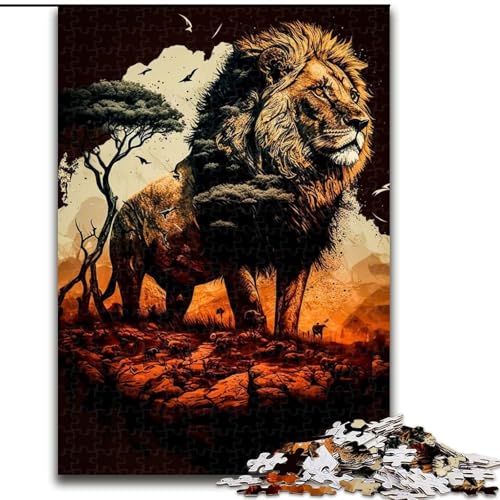 Puzzle 1000 Teile für Erwachsene,König der Löwen des Dschungels,1000-teiliges Puzzle,Spielzeug,Geschenk,pädagogisches,intellektuelles,entspannendes Spaßspiel für die ganze Familie,Größe 26x38cm von WGLINGX