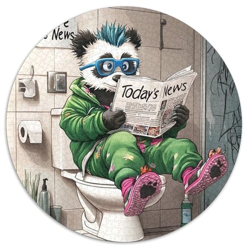 Puzzle 1000 Teile für Erwachsene,Panda Go Toilet,1000-teiliges rundes Puzzle für Erwachsene,anspruchsvolles DIY-Denkspiel,perfektes Familienspiel oder dekoratives Geschenk,1000 Teile (67,5x67,5cm) von WGLINGX