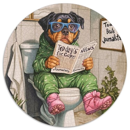 Puzzle 1000 Teile für Erwachsene,Rottweiler Go Toilet,1000-teiliges rundes Puzzle für Erwachsene,pädagogisches Denkspiel,künstlerische Heim- und Bürodekoration,ab 14 Jahren,1000 Teile (67,5x67,5cm) Puzzle 1000 Teile für Erwachsene,Rottweiler Go Toilet,1000-teiliges rundes Puzzle für Erwachsene,pädagogisches Denkspiel,künstlerische Heim- und Bürodekoration,ab 14 Jahren,1000 Teile (67,5x67,5cm) von WGLINGX