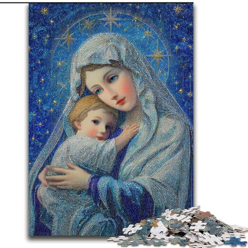 Puzzle 1000 Teile für Erwachsene,Unsere Liebe Frau von Maria,Puzzle für Erwachsene,1000 Teile,Spielzeug,Geschenk,pädagogisches,intellektuelles,entspannendes,lustiges Familienspiel (Größe 50x75cm) von WGLINGX