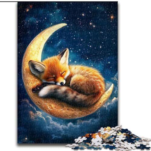 Puzzle 1000 Teile für Erwachsene „Fuchs auf dem Mond“, Puzzle für Weihnachten, Halloween, Muttertag, Neujahr, Ostern, Geschenk (Größe 26x38cm) von WGLINGX
