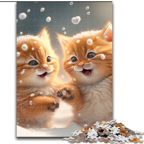 Puzzle 1000 Teile für Erwachsene „Kätzchen im Schnee“, Denkspiel für Teenager, Familienspieleabend (Größe 50x75cm) von WGLINGX