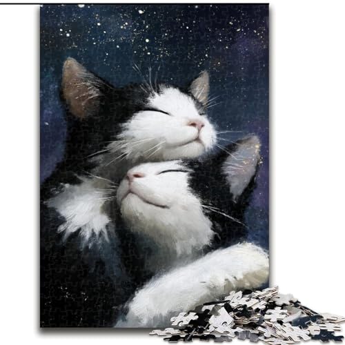 Puzzle 1000 Teile für Erwachsene „Schwarze Katze“ – Interaktives Familienspiel, geeignet für Kinder ab 14 Jahren (Größe 50x75cm) von WGLINGX