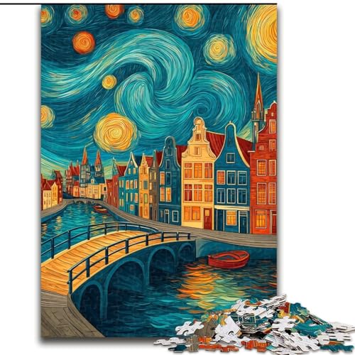 Puzzle 1000 Teile für Erwachsene „Stadt unter dem Nachthimmel“, Papppuzzle, Familienaktivitätsspiel für Teenager, anspruchsvolles Denkspiel (Größe 26x38cm) von WGLINGX