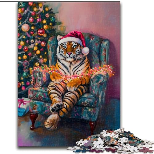 Puzzle 1000 Teile für Erwachsene „Tiger auf dem Sofa“, Puzzle für Erwachsene, interaktives Familienspiel, geeignet für Kinder ab 14 Jahren (Größe 26x38cm) von WGLINGX