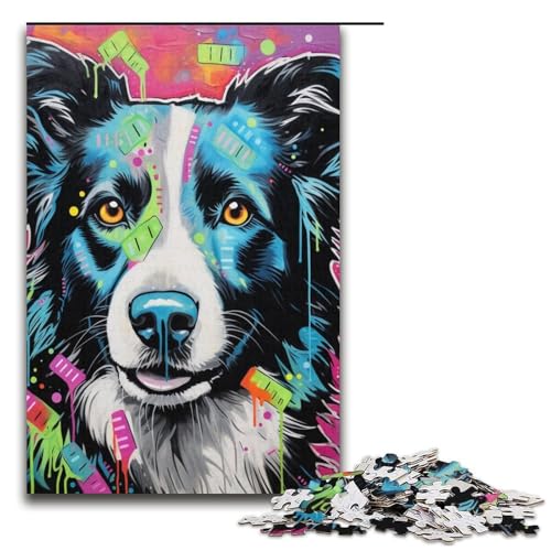 Puzzle 1000 Teile für Erwachsene Border Collie Puzzle Lernspiele Staycation Totschlag für Teenager ab 14 Jahren 14,96x10,24 Zoll von WGLINGX