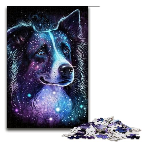 Puzzle 1000 Teile für Erwachsene Border Collie Puzzle für Erwachsene Holzpuzzle Lernspiele 50x75cm von WGLINGX