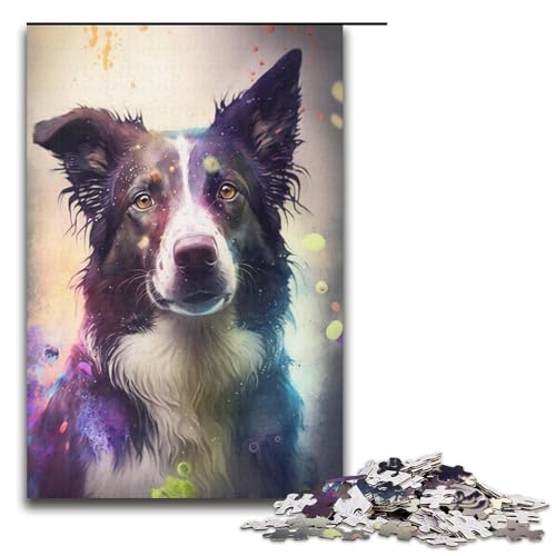 Puzzle 1000 Teile für Erwachsene Border Collie Puzzle für Erwachsene Kartonpuzzle Lernspiele 38x26cm von WGLINGX