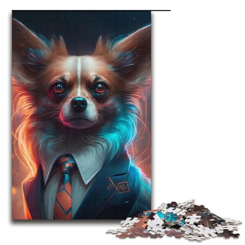 Puzzle 1000 Teile für Erwachsene Boss Chihuahua Puzzle Lernspiele Staycation Zeit totschlagen für Teenager ab 14 Jahren 14,96x10,24 Zoll von WGLINGX