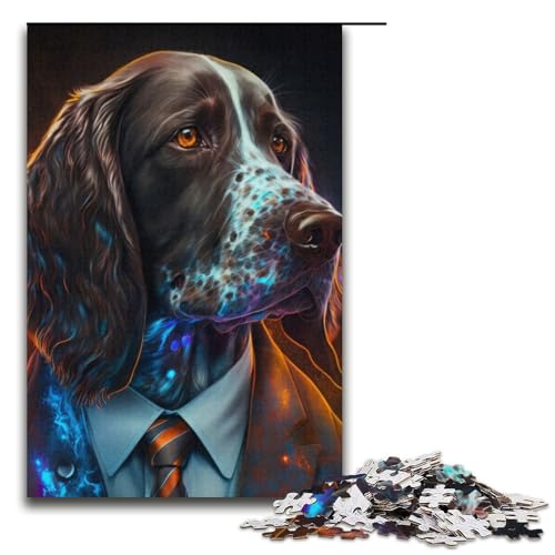 Puzzle 1000 Teile für Erwachsene Boss Pomeranian Puzzle Stressabbau-Spielzeug Stressabbau Schwierige Herausforderung 14,96x10,24 Zoll von WGLINGX