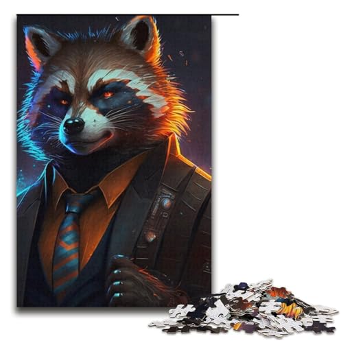 Puzzle 1000 Teile für Erwachsene Boss Raccoon Puzzle Lernspiele Staycation Totschlag für Teenager ab 14 Jahren 14,96x10,24 Zoll von WGLINGX
