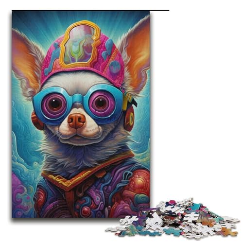 Puzzle 1000 Teile für Erwachsene Chihuahua-Puzzle Lernspiele Staycation Totschlag für Teenager ab 14 Jahren 14,96x10,24 Zoll von WGLINGX