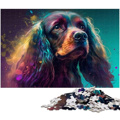 Puzzle 1000 Teile für Erwachsene Cocker Spaniel Hundepuzzle Lernspiel für die ganze Familie Einzigartige Heimdekoration und Geschenke Größe 38 x 26 cm von WGLINGX