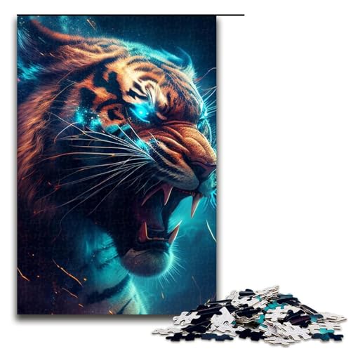 Puzzle 1000 Teile für Erwachsene Der brüllende Tiger Lernspiel Herausforderungsspielzeug Weihnachtsgeburtstagsgeschenk 19,69x29,53 Zoll von WGLINGX