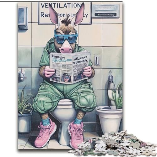Puzzle 1000 Teile für Erwachsene Donkey Go Toilet Puzzles für Erwachsene für Geburtstage, Feiertage und besondere Anlässe (Größe 26x38cm) von WGLINGX