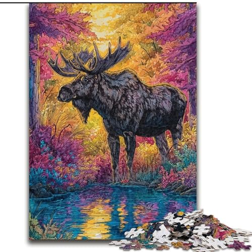 Puzzle 1000 Teile für Erwachsene Elch-Papppuzzle für Geburtstage, Feiertage und besondere Anlässe (Größe 26x38cm) von WGLINGX
