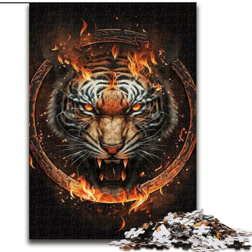Puzzle 1000 Teile für Erwachsene Feuertigerkopf Puzzle Interaktives Familienspiel, Denksportgeschenk, Lernspielzeug Größe 50X75CM von WGLINGX