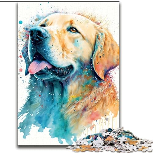 Puzzle 1000 Teile für Erwachsene Golden Retriever 1000-teiliges Puzzle Spielzeug Geschenk Pädagogisches intellektuelles Entspannungsspaß Familienspiel Größe 26X38CM von WGLINGX