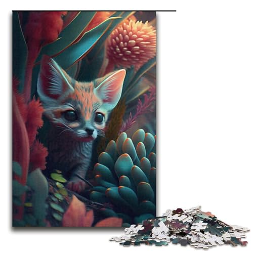 Puzzle 1000 Teile für Erwachsene – Kleine jagende Wildkatze, Papierpuzzle, Heimdekoration (Größe 38 x 26 cm) von WGLINGX