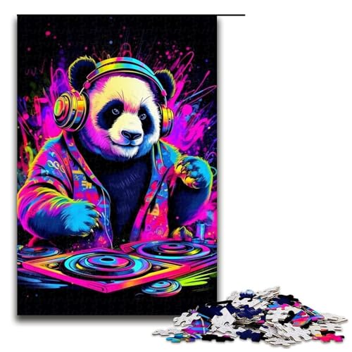 Puzzle 1000 Teile für Erwachsene Panda DJ Lernspiel Herausforderung Spielzeug Kunstwerk Geschenk 19,69x29,53 Zoll von WGLINGX