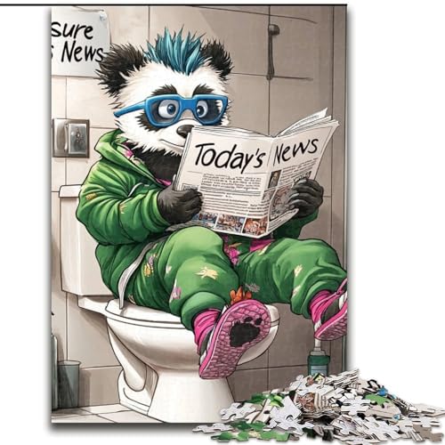 Puzzle 1000 Teile für Erwachsene Panda Go Toilette Puzzles für Erwachsene für Geburtstage, Feiertage und besondere Anlässe (Größe 50x75cm) von WGLINGX
