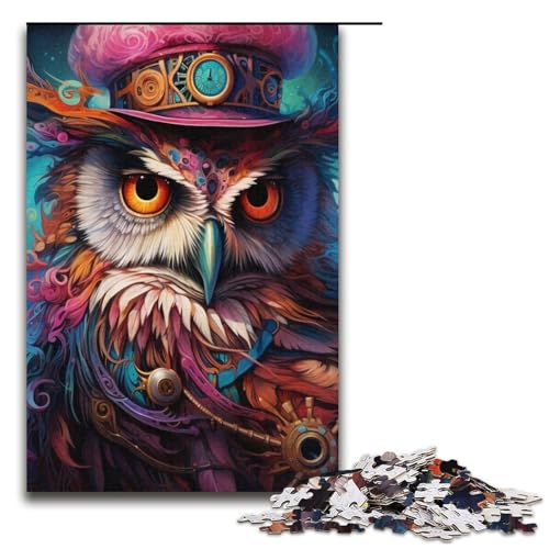 Puzzle 1000 Teile für Erwachsene Piratenkapitän Eule Lernspiel Herausforderung Spielzeug Kunstwerk Geschenk 14,96x10,24 Zoll von WGLINGX