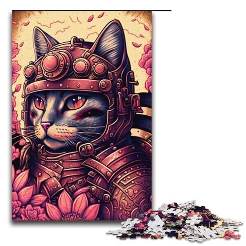 Puzzle 1000 Teile für Erwachsene Sakura Cat Warrior Lernspiel Herausforderung Spielzeug Kunstwerk Geschenk 14,96x10,24 Zoll von WGLINGX