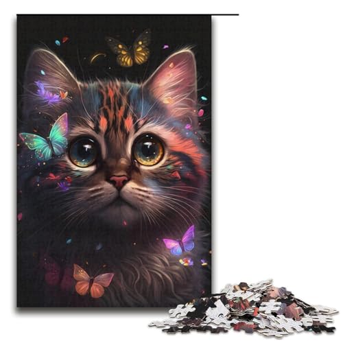Puzzle 1000 Teile für Erwachsene Schmetterlingskatze Puzzle für Jugendliche ab 14 Jahren 38x26cm von WGLINGX