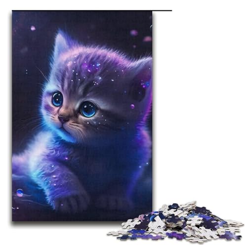 Puzzle 1000 Teile für Erwachsene Schneekatze Lernspiel Herausforderung Spielzeug Kunstwerk Geschenk 14,96x10,24 Zoll von WGLINGX