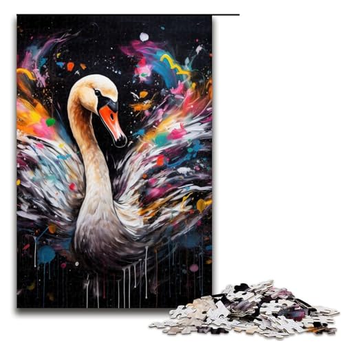 Puzzle 1000 Teile für Erwachsene Schwan Graffiti Malerei Lernspiel Herausforderung Spielzeug Weihnachtsgeburtstagsgeschenk 19,69x29,53 Zoll von WGLINGX