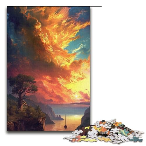 Puzzle 1000 Teile für Erwachsene – Sonnenuntergang in den Bergen, Papierpuzzle, Heimdekoration (Größe 38 x 26 cm) von WGLINGX