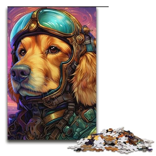 Puzzle 1000 Teile für Erwachsene Steampunk Golden Retriever Lernspiel Herausforderung Spielzeug Weihnachtsgeburtstagsgeschenk 14,96x10,24 Zoll von WGLINGX