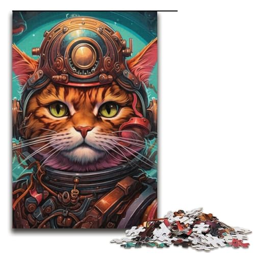 Puzzle 1000 Teile für Erwachsene Steampunk-Katze Lernspiel Herausforderung Spielzeug Weihnachtsgeburtstagsgeschenk 14,96x10,24 Zoll von WGLINGX