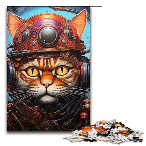 Puzzle 1000 Teile für Erwachsene Steampunk-Katze Lernspiel Herausforderung Spielzeug Weihnachtsgeburtstagsgeschenk 19,69 x 29,53 Zoll von WGLINGX