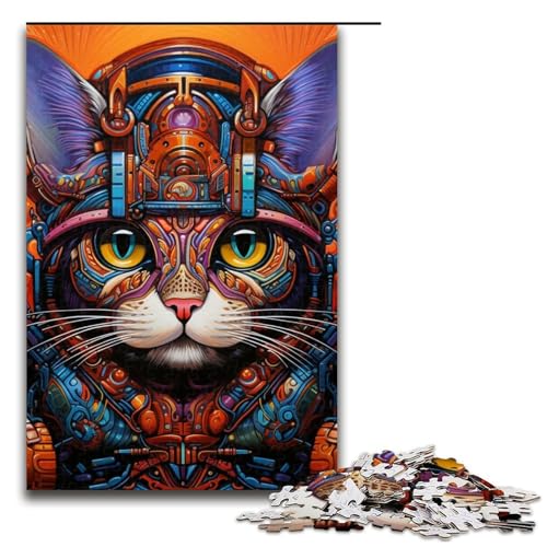 Puzzle 1000 Teile für Erwachsene Steampunk-Katze Lernspiel Herausforderung Spielzeug Weihnachtsgeburtstagsgeschenk 19,69 x 29,53 Zoll von WGLINGX