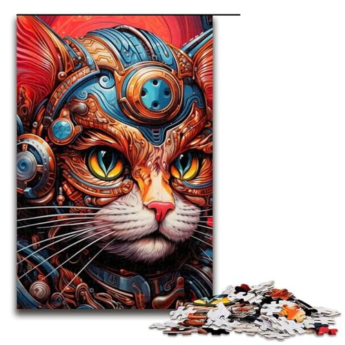 Puzzle 1000 Teile für Erwachsene Steampunk-Katze Lernspiel Herausforderung Spielzeug Weihnachtsgeburtstagsgeschenk 19,69 x 29,53 Zoll von WGLINGX
