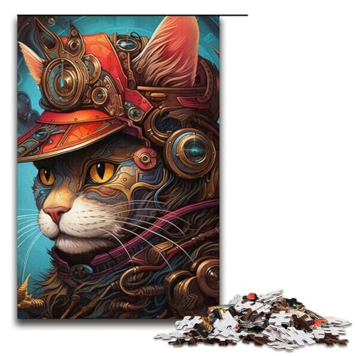 Puzzle 1000 Teile für Erwachsene Steampunk-Katzen-Puzzle Heimdekorationspuzzle Herausforderndes Spiel und Familienspiel 14,96 x 10,24 Zoll von WGLINGX