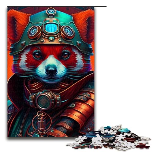 Puzzle 1000 Teile für Erwachsene Steampunk Roter Panda-Krieger Lernspiel Herausforderung Spielzeug Weihnachtsgeburtstagsgeschenk 19,69x29,53 Zoll von WGLINGX
