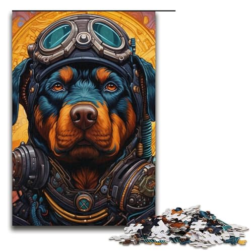 Puzzle 1000 Teile für Erwachsene Steampunk Rottweiler Puzzle Verbessert das Gedächtnis für Jugendliche ab 14 Jahren 14,96x10,24 Zoll von WGLINGX