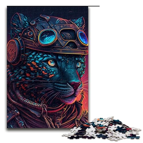 Puzzle 1000 Teile für Erwachsene Steampunk Schwarzer Leopard Lernspiel Herausforderung Spielzeug Weihnachtsgeburtstagsgeschenk 19,69x29,53 Zoll von WGLINGX