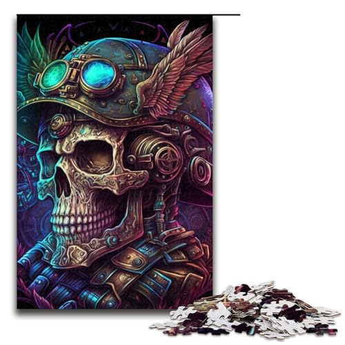 Puzzle 1000 Teile für Erwachsene Steampunk-Totenkopf Lernspiel Herausforderung Spielzeug Weihnachtsgeburtstagsgeschenk 19,69 x 29,53 Zoll von WGLINGX