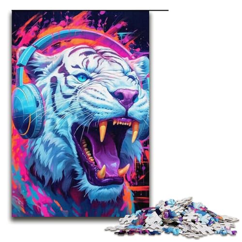 Puzzle 1000 Teile für Erwachsene Tiger Lernspiel Herausforderung Spielzeug Weihnachtsgeburtstagsgeschenk 14,96x10,24 Zoll von WGLINGX