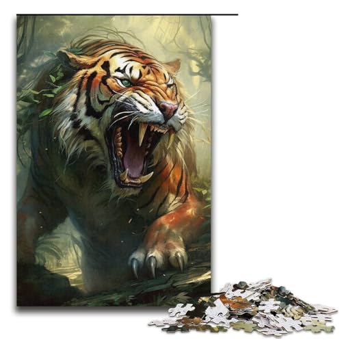 Puzzle 1000 Teile für Erwachsene Tiger Lernspiel Herausforderung Spielzeug Weihnachtsgeburtstagsgeschenk 14,96x10,24 Zoll von WGLINGX