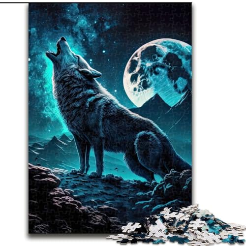 Puzzle 1000 Teile für Erwachsene Wölfe unter dem Vollmond. Interaktives Familienspiel, Denksportgeschenk, Lernspielzeug, Größe 50x75cm von WGLINGX