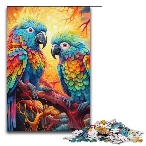 Puzzle 1000 Teile für Erwachsene. Buntes Papageien-Puzzle. Das praktische Spiel eignet ganze Familie (Größe 38 x 26 cm) von WGLINGX
