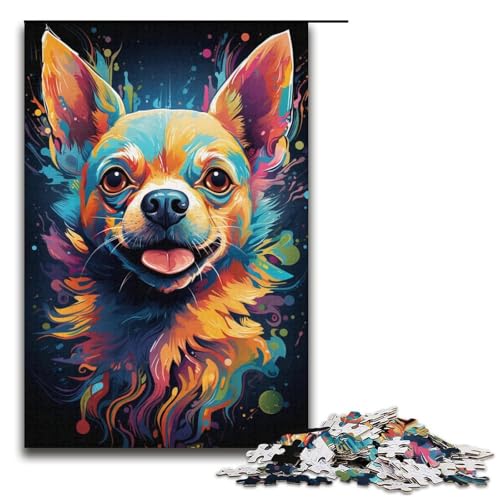 Puzzle 1000 Teile für Erwachsene. Das interaktive Puzzle Chihuahua-Hund zum Ausmalen eignet ganze Familie (Größe 38 x 26 cm) von WGLINGX
